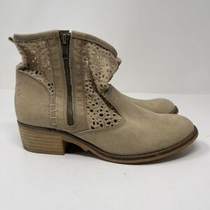 Coolway Cream Nubuck Leather Western Ankle Boots Womens EU40 US 9.5